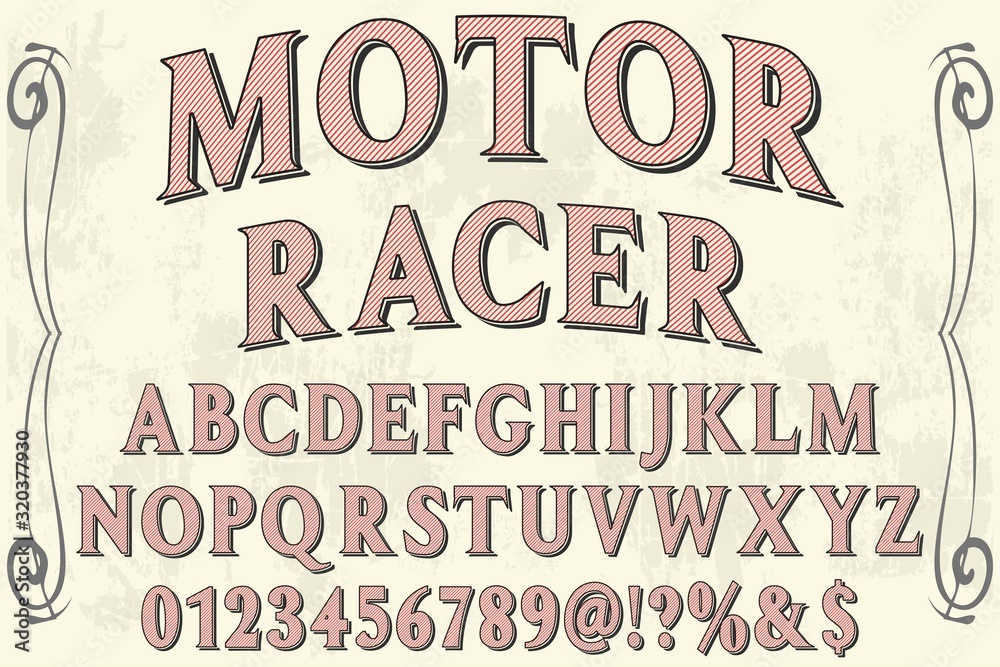 Fototapeta premium Font alphabet. Script abc Typeface handcrafted handwritten vector label design 