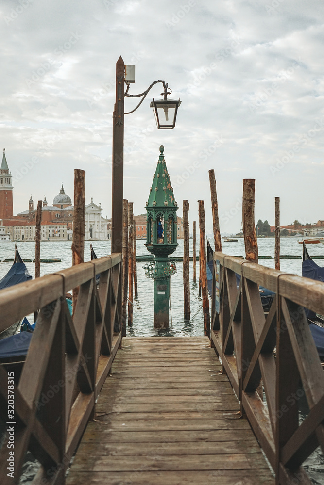 Berth for gondolas and boats in Venice