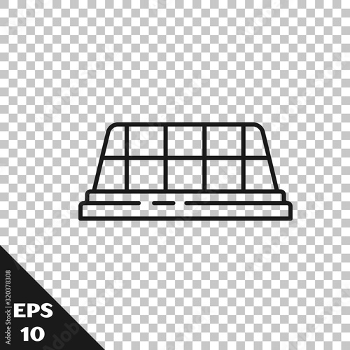 Black line Taxi car roof icon isolated on transparent background. Vector Illustration