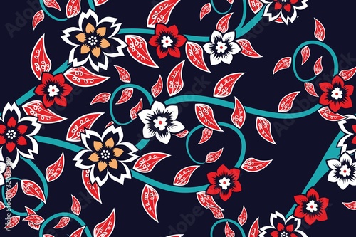Wallpaper Mural Seamless pattern with floral vector Illustration, Indonesian batik motif Torontodigital.ca