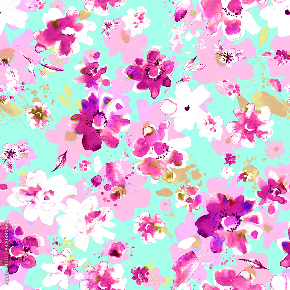 Watercolor floral seamless pattern