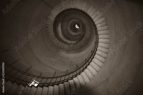 Spiral staircase inside a lighthouse