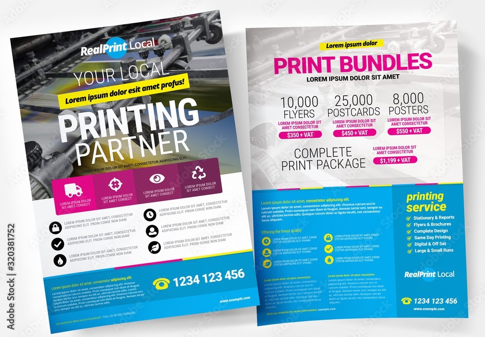 Printing Service Poster Layout for Local Print Shops Stock Template | Adobe  Stock