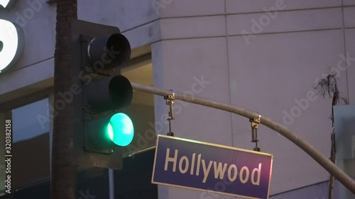 hollywood boulevard street sign and light