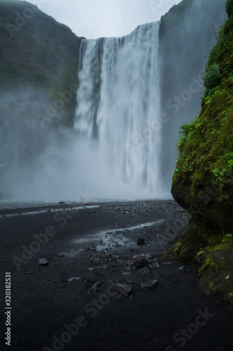 Majestic skogafoss in Iceland, cloudy day