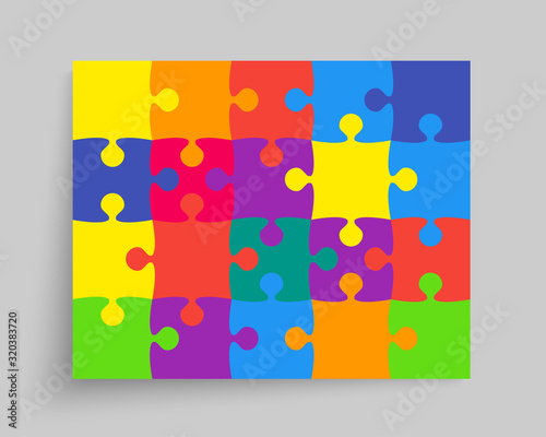 Vector background color piece puzzle frame jigsaw