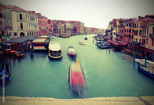 Grand Canal in Venice with long exposure and old toned effect photo