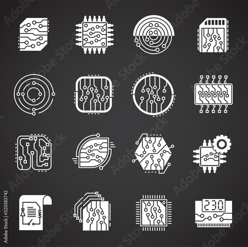 Curcuit related icons set on background for graphic and web design. Creative illustration concept symbol for web or mobile app
