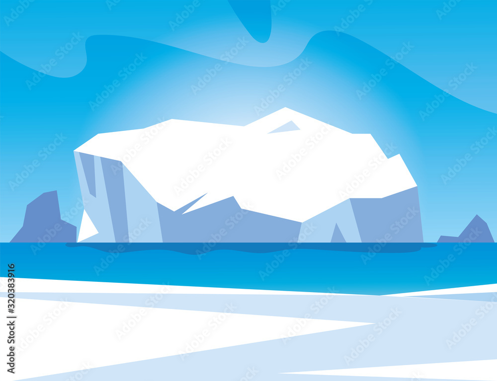 arctic landscape with blue sky and iceberg, north pole arctic landscape with blue sky and iceberg, north pole