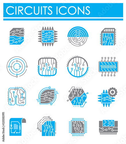 Curcuit related icons set on background for graphic and web design. Creative illustration concept symbol for web or mobile app