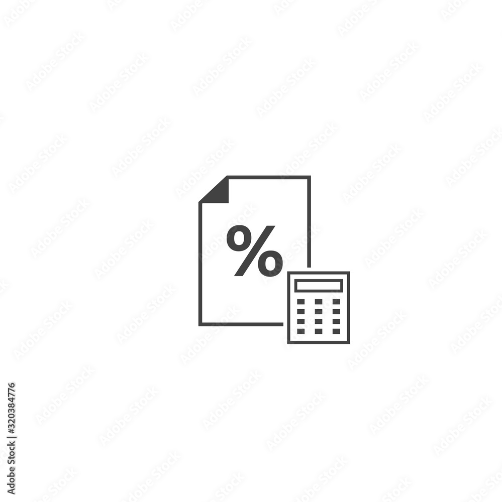 Financial percent calculator linear vector icon on a white background. Financial percent calculator linear vector icon on a white background.