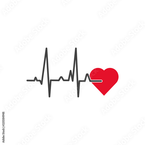 Vector heart rate icon. Arrhythmia and heart icon on white isolated background.