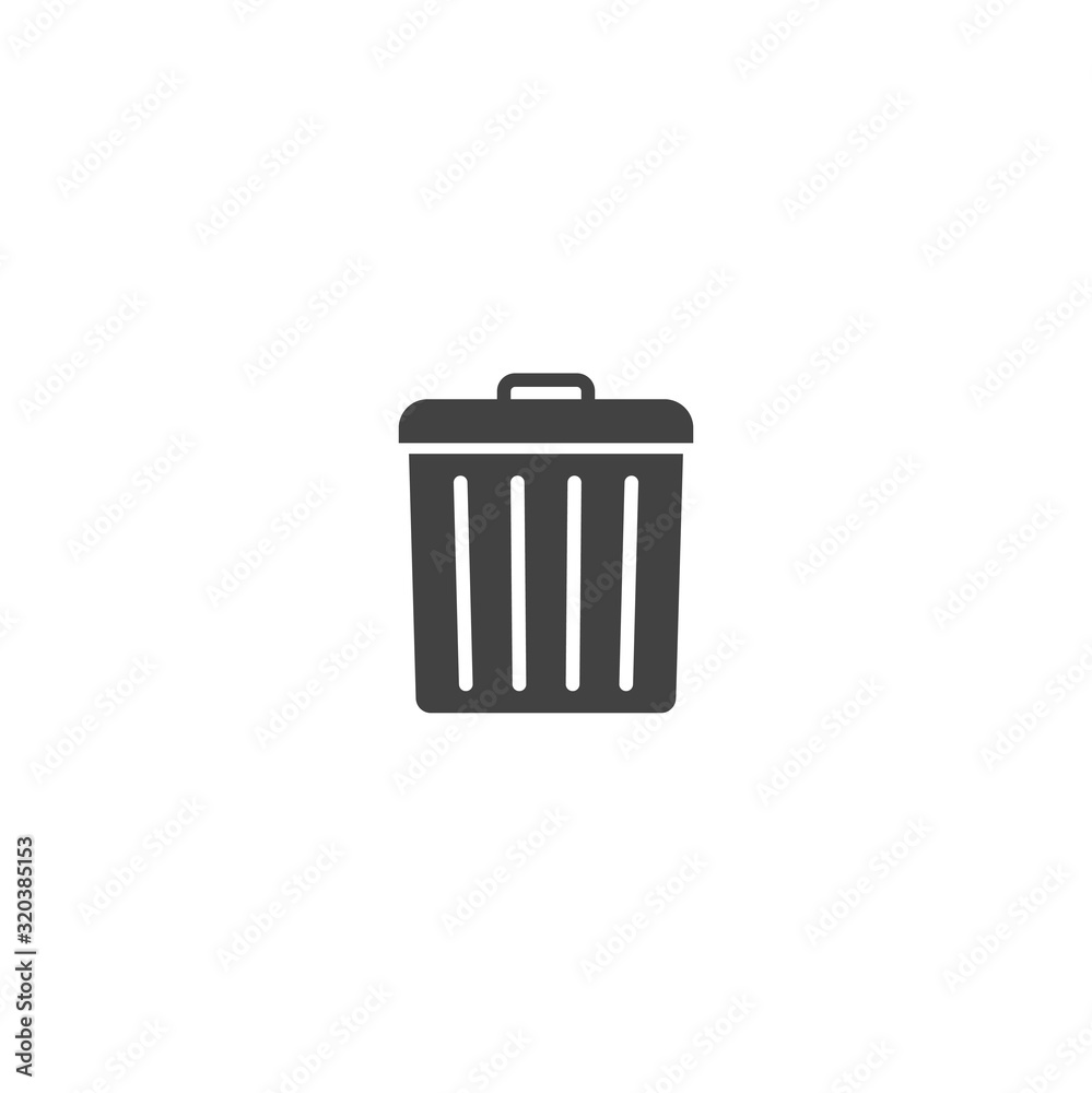 Container recycling of garbage sign isolated. Flat icon bin. Flat image Trash can on white isolated background. Layers grouped for easy editing illustration. For your design.