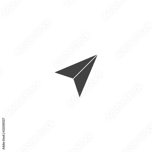 Vector airplane cursor icon on white isolated background.