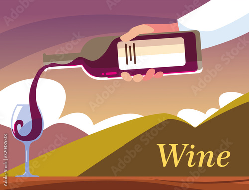 hands holding a bottle and glass of wine
