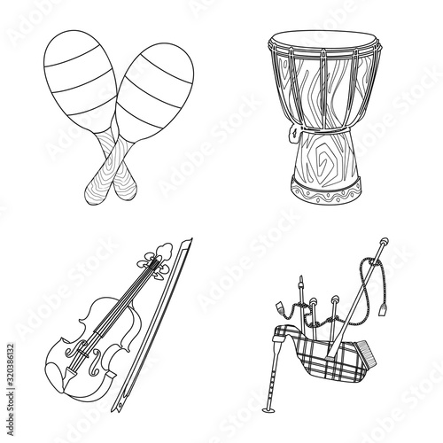 Vector design of music and tune sign. Set of music and tool vector icon for stock.