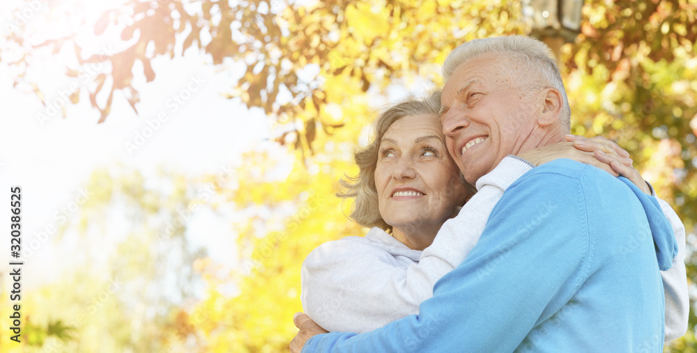 Portrait of beautiful senior couple in the park Portrait of beautiful senior couple in the park