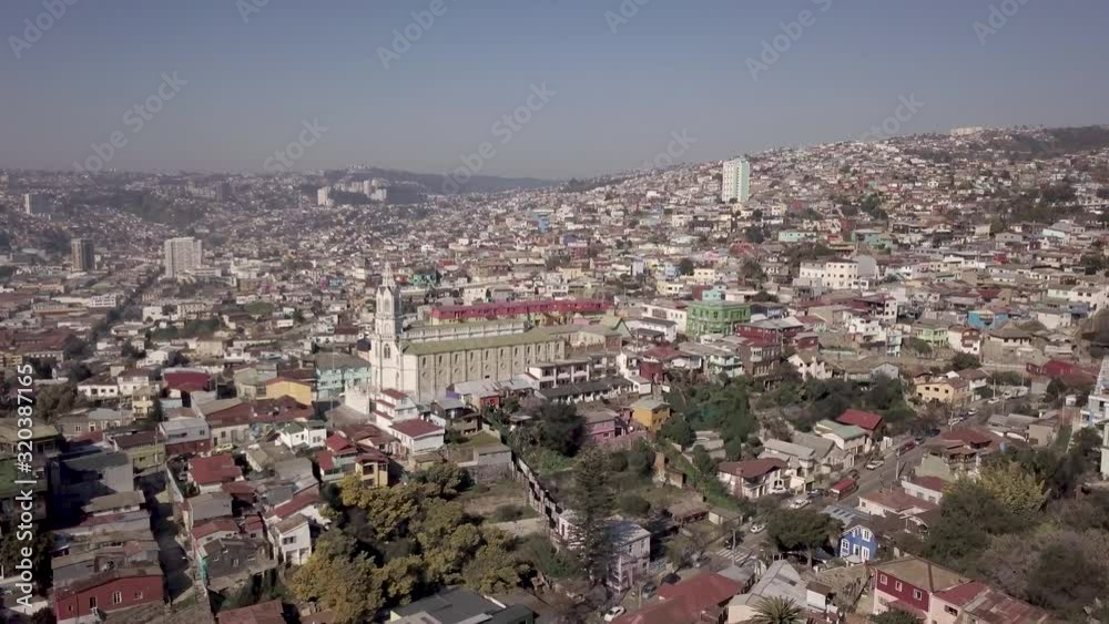 Aerial drone on the hills in Valparaiso, Chile Aerial drone on the hills in Valparaiso, Chile