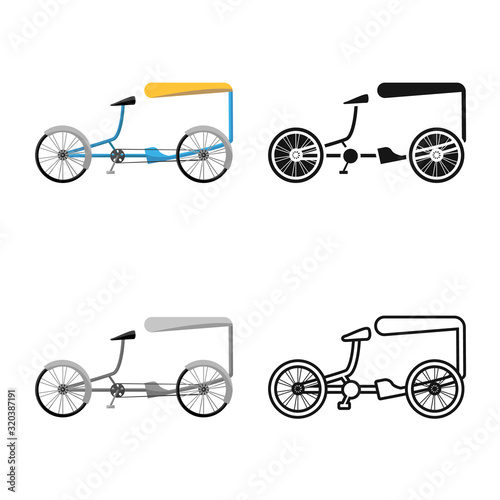 Vector illustration of bike and transport sign. Set of bike and bicycle stock vector illustration.