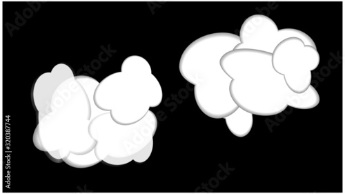 2 sets of layered vector clouds with shadowed, blended edges, grouped and layerd for easy isolation and use.