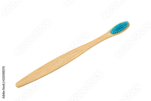 Eco friendly bamboo toothbrush isolated on white background