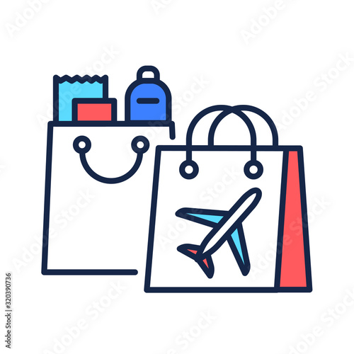 Duty free shopping color line icon. Retail outlets. Goods are exempt from the payment of certain local. Pictogram for web page, mobile app, promo. UI UX GUI design element. Editable stroke.