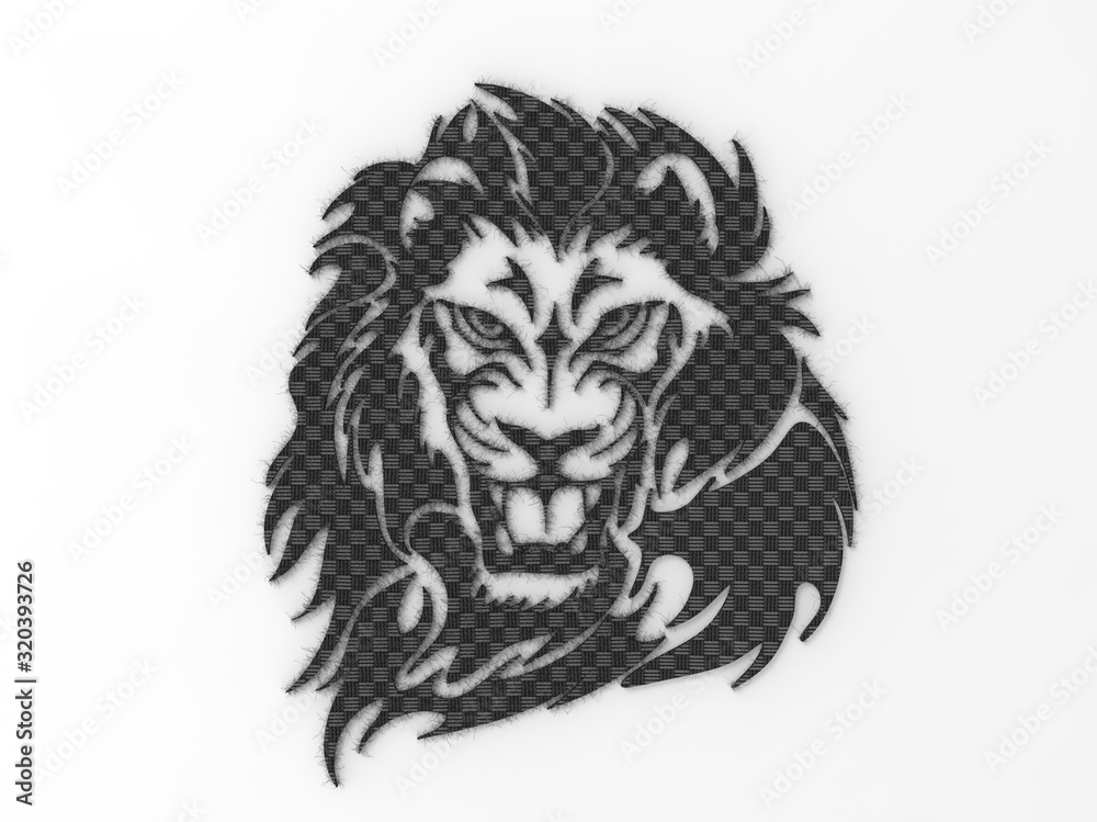 Fototapeta premium 3D rendering - detailed lion head tribal silhouette