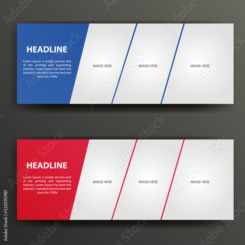 vector business banner with three images placeholder template design