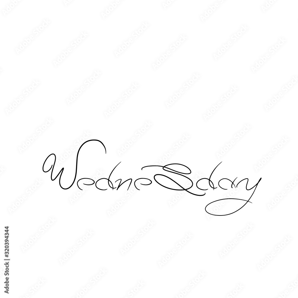 wednesday day of week Line art font with black lettering hand drawn for concept design. daily, typography . illustration background. caligraphy text. Isolated on white background wednesday day of week Line art font with black lettering hand drawn for concept design. daily, typography . illustration background. caligraphy text. Isolated on white background
