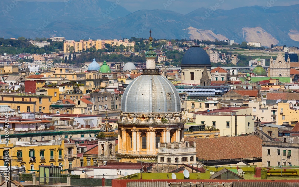 Domes and roofs of Naples, Italy