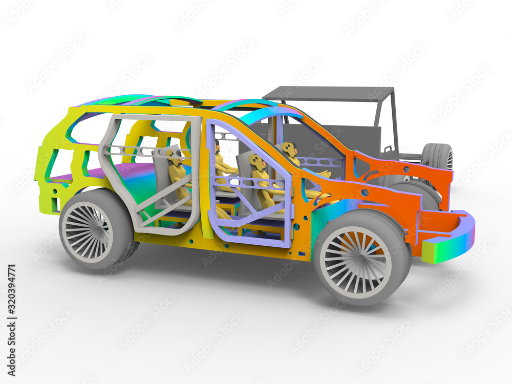 3D rendering - car crash simulation 3D rendering - car crash simulation