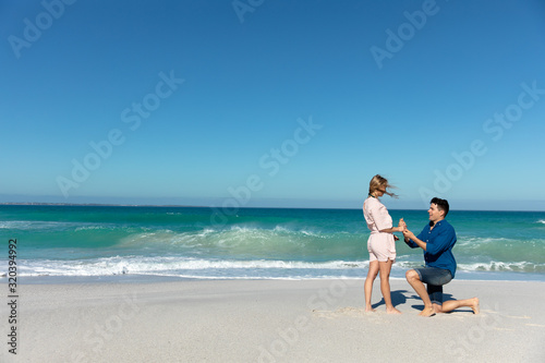 Marriage proposal at the beach