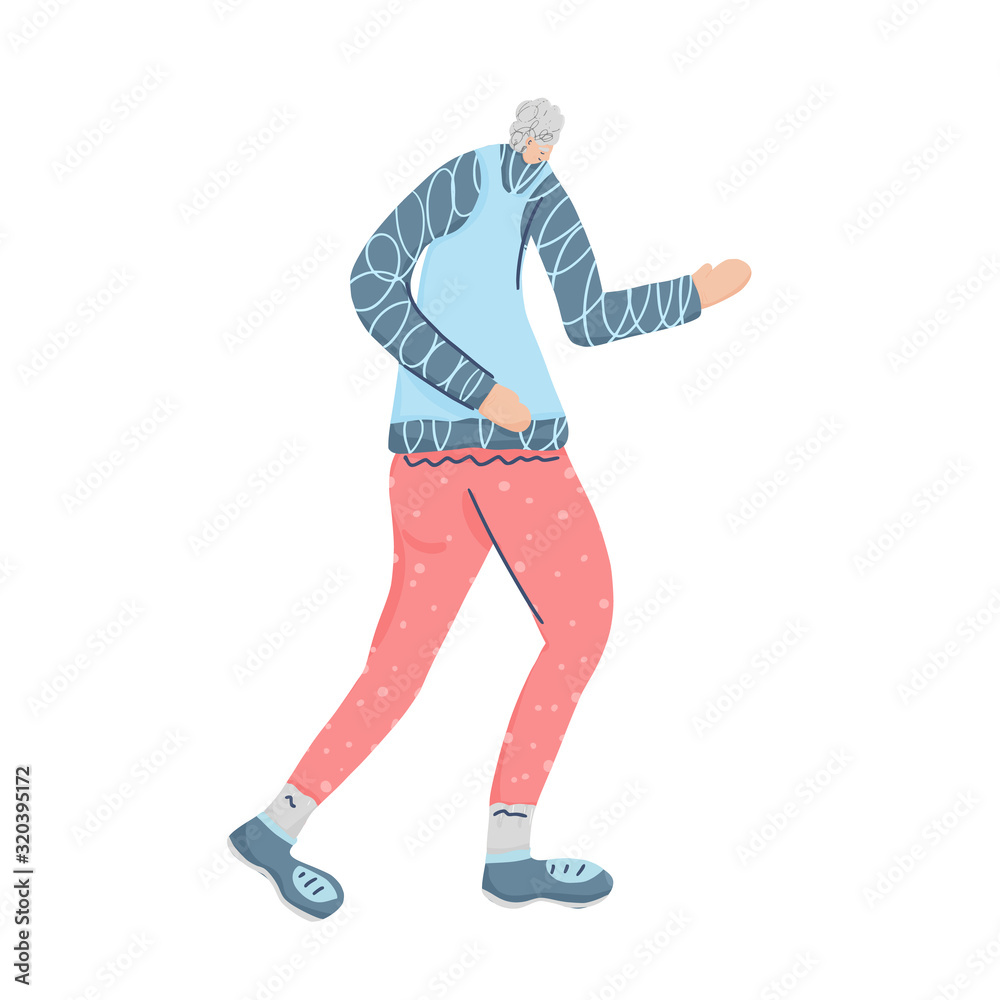 Naklejka premium Runner. Old person jogging isolated. Vector design