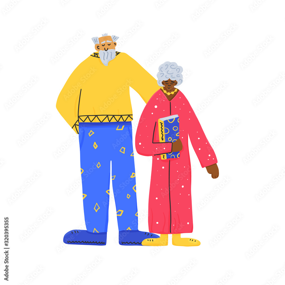 Group of old people isolated. Vector illustration.