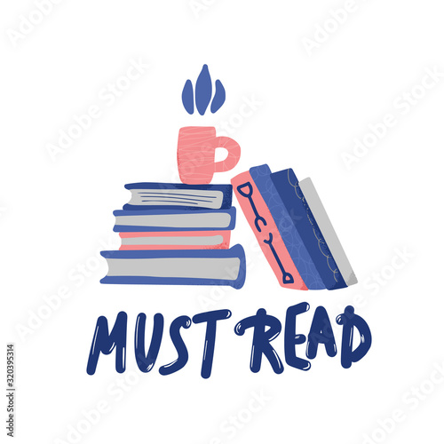 Must read text emblem. Vector hand drawn quote.