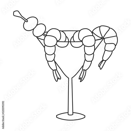 Shrimp vector icon.Outline,line vector icon isolated on white background shrimp .