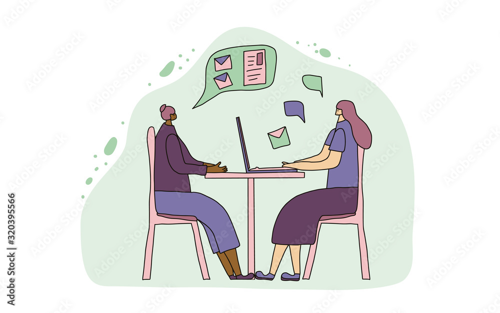 People siting at the desk. Vector design. People siting at the desk. Vector design.