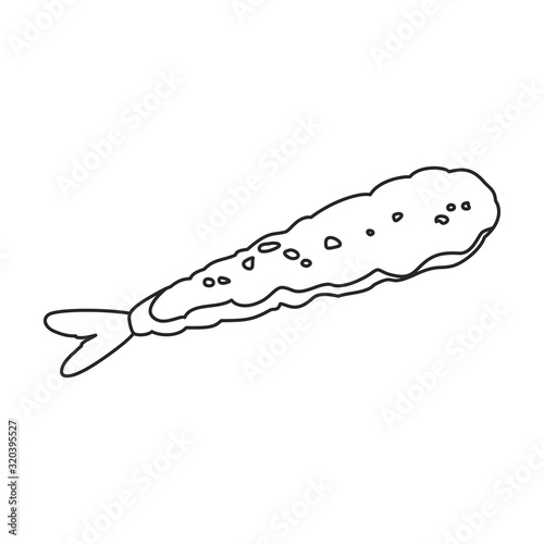 Shrimp vector icon.Outline,line vector icon isolated on white background shrimp .