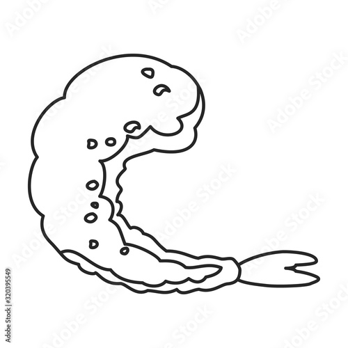 Shrimp vector icon.Outline,line vector icon isolated on white background shrimp .