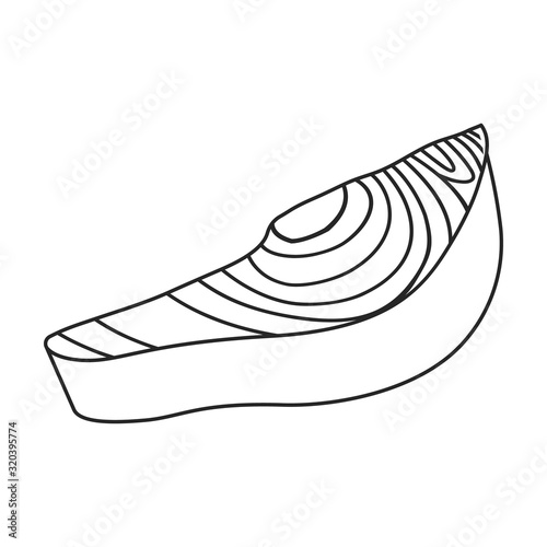 Piece fish vector icon.Outline,line vector icon isolated on white background piece fish.