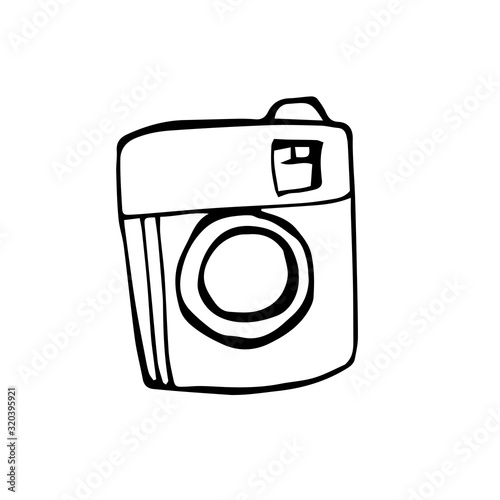 vector illustration doodle style camera. social networks icon simple hand drawing. isolated on white background