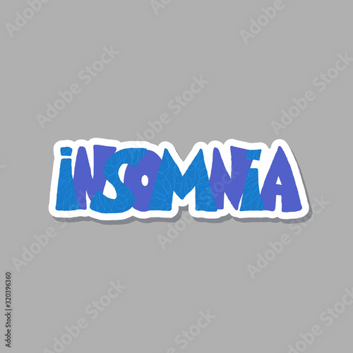 Insomnia vector hand drawn text. Stylized word.