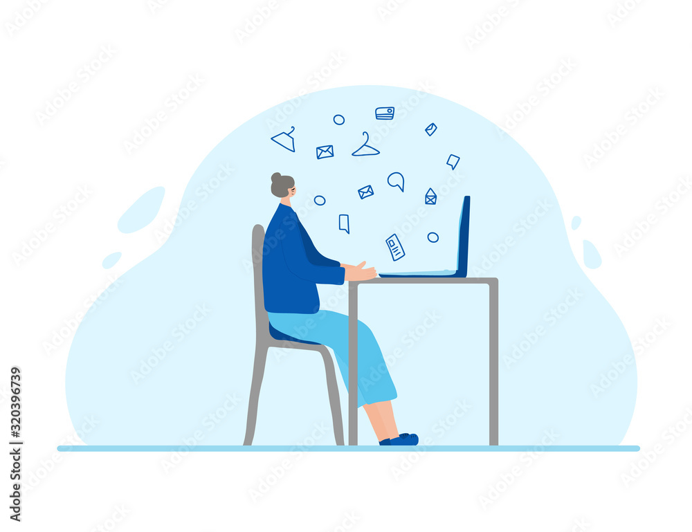 People sitting in the chair. Vector person.