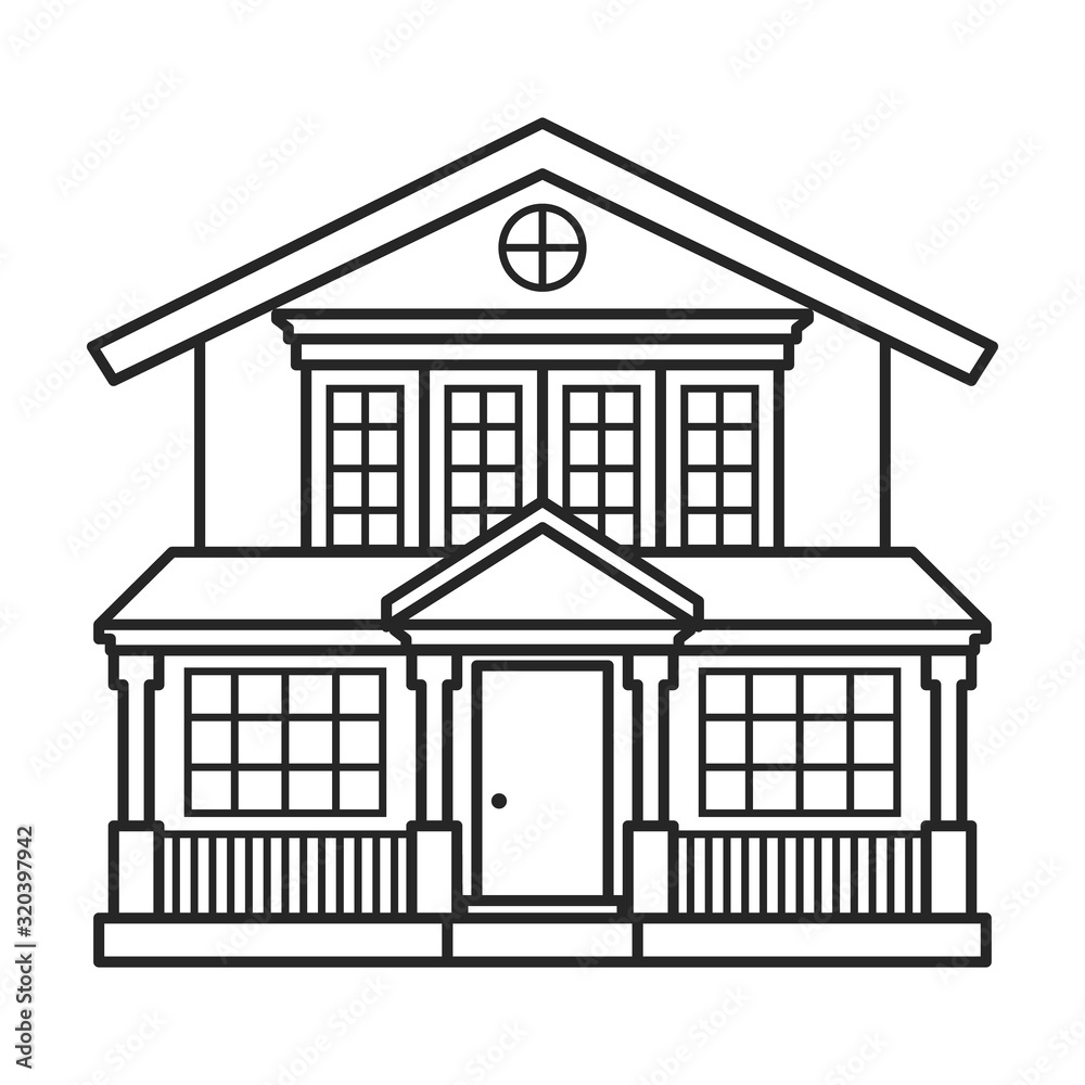 Villa of house vector icon.Outline,line vector icon isolated on white background villa of house .