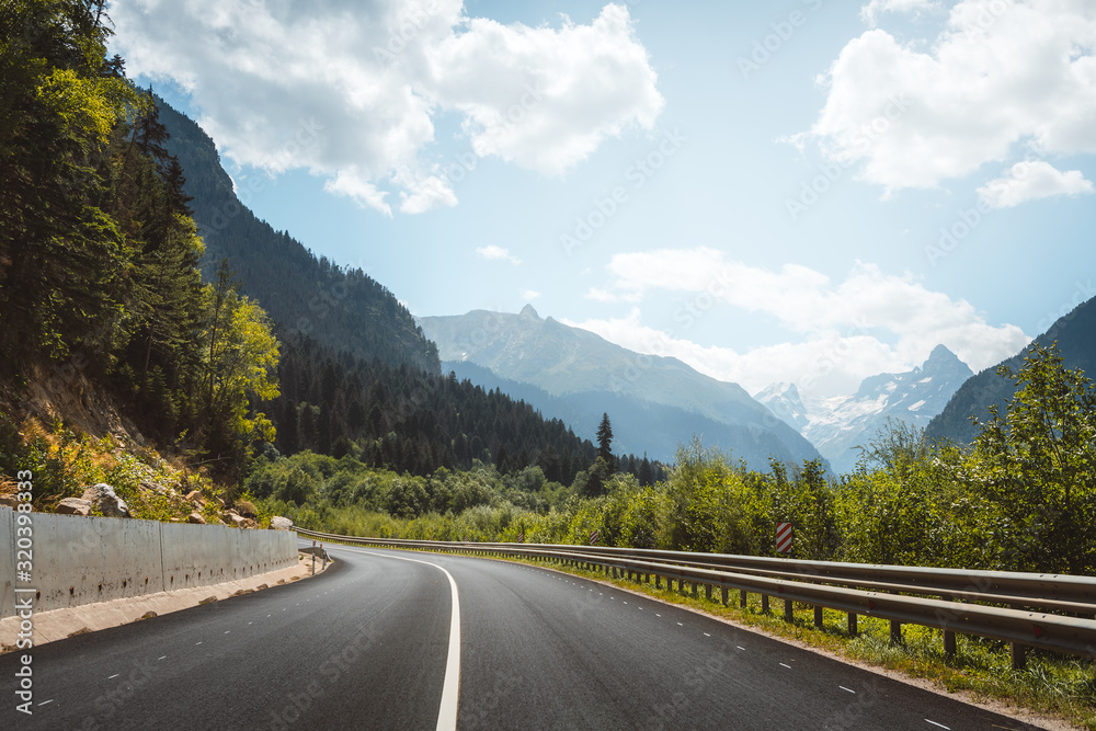 Mountain road. Road curve. Travel Mountain road. Road curve. Travel