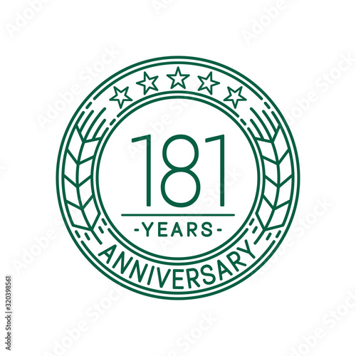 181 years anniversary celebration logo template. Line art vector and illustration.
