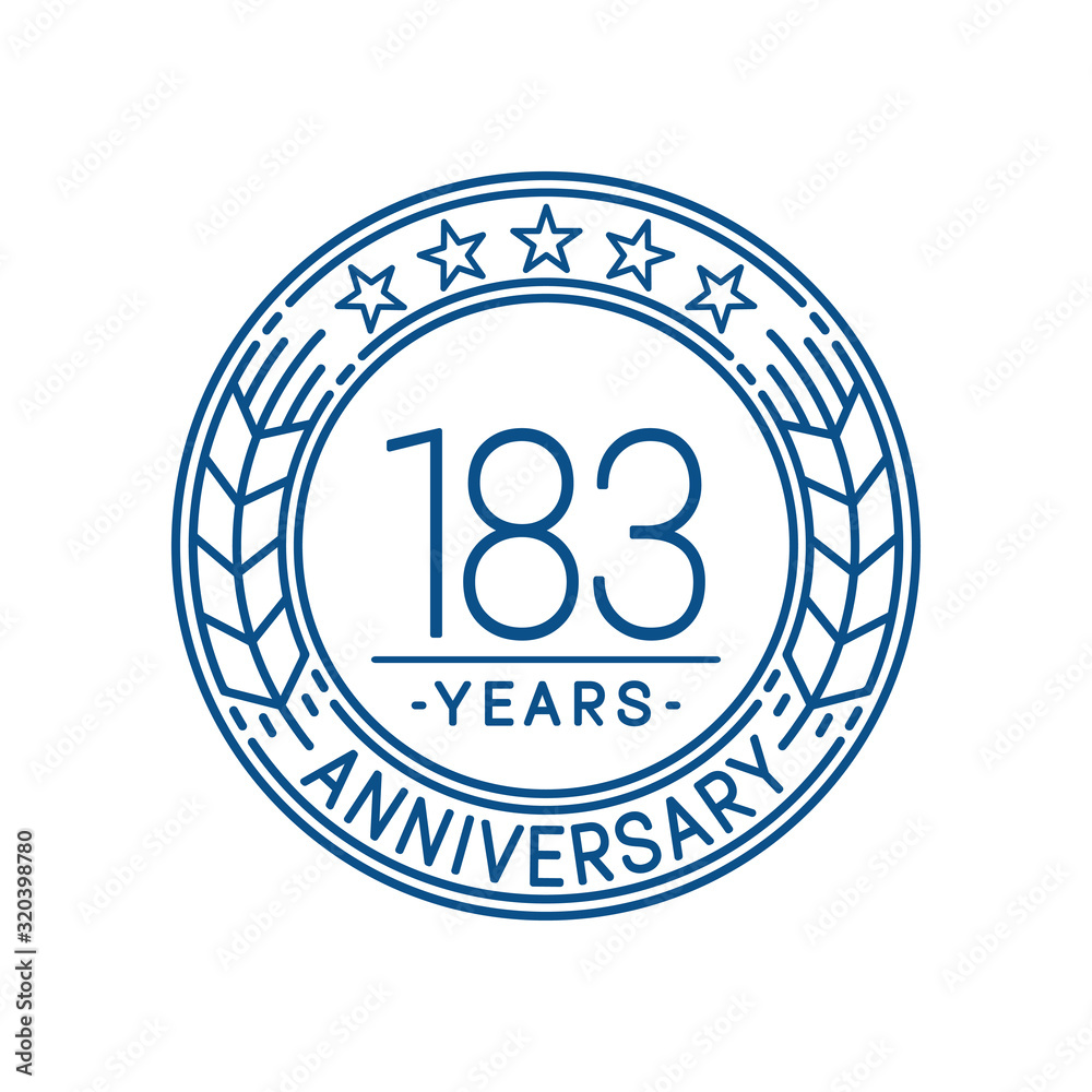 183 years anniversary celebration logo template. Line art vector and illustration.