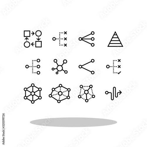 Hierarchy icon set in flat style. Relations symbol for your web site design, logo, app, UI Vector EPS 10.
