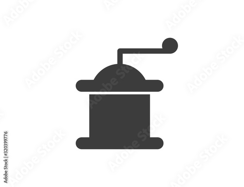 Coffee grinder web icon on white background, top view	
