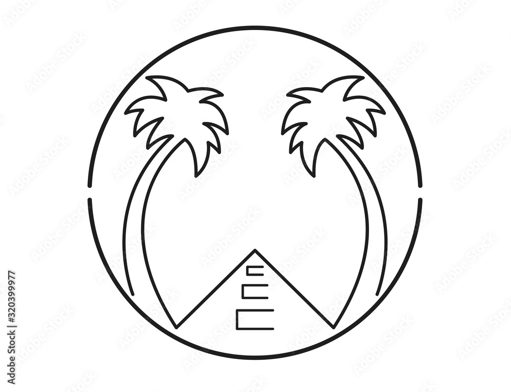 Fototapeta premium Road. Highway with palm trees vector web icon isolated on white background, EPS 10, top view